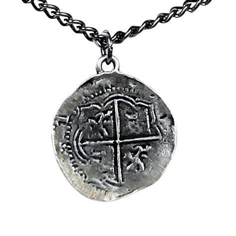 bag of fake pirate pewter coin necklace|Antique Finish Pieces of Eight Coin Necklace Pewter.